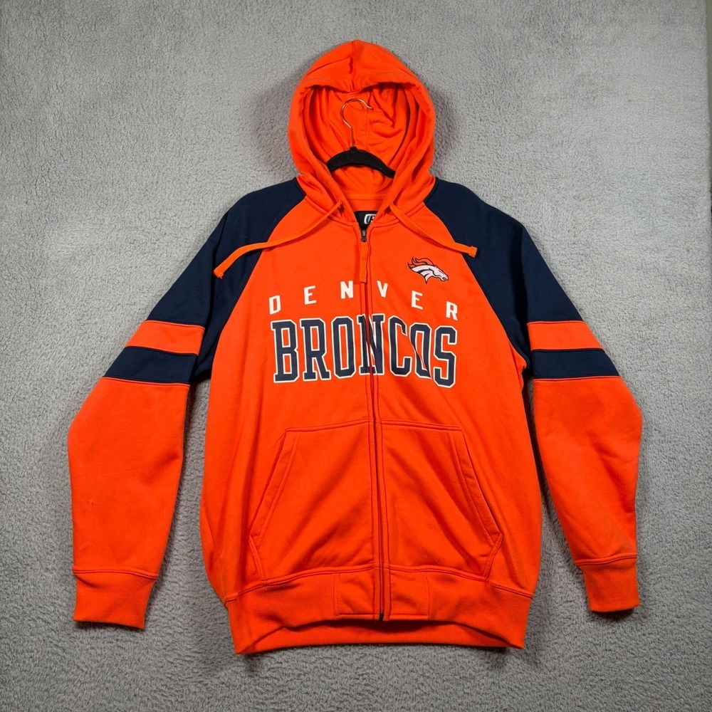 Denver Broncos NFL Football‎ Full Zip Hoodie Sweatshirt Men's Large Hands High